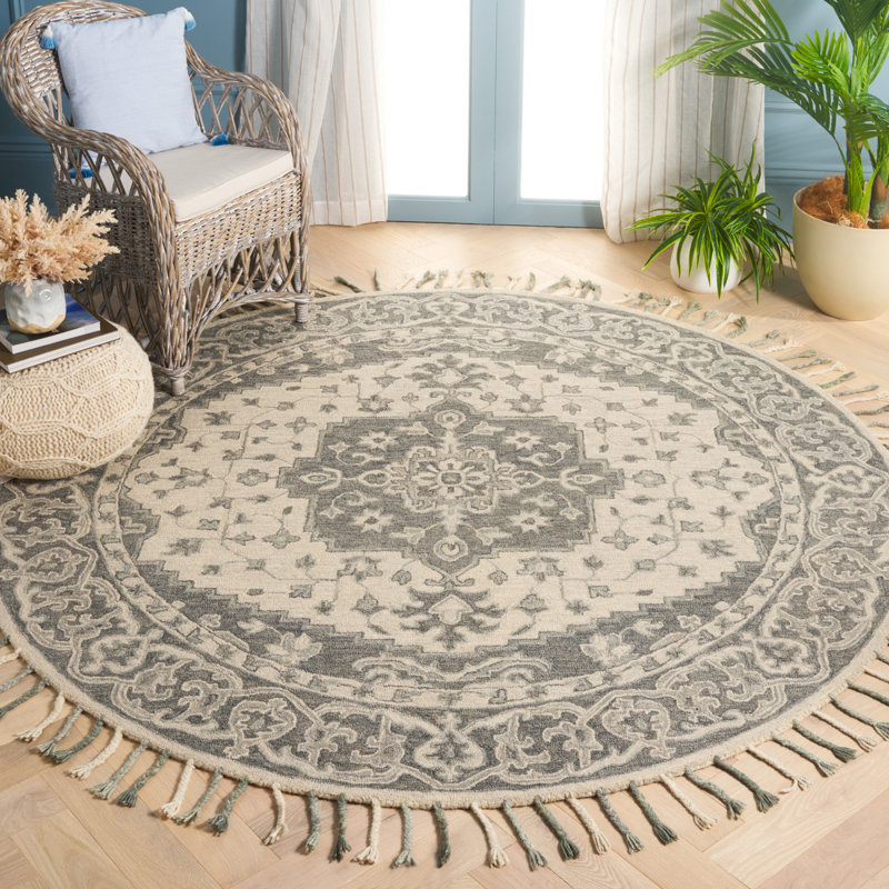 Vahakn Hand Tufted Wool Oriental Rug, Round 7'