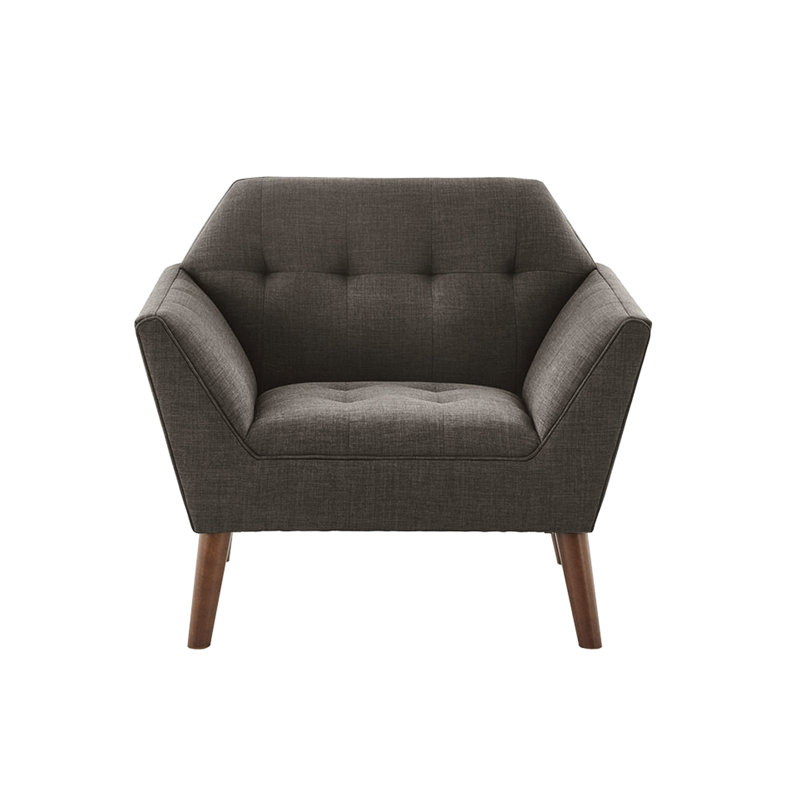 Méridienne avec accoudoirs de style moderne Mid-Century, boutons, pieds en bois de pacane massif, l 37 po x P 29,5 po, H 31,5 po, siège d'appoint, accoudoirs, confortable