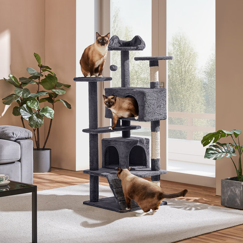 Meuble pour chat avec poteau à griffer pour chat Dagenham, H 54 po x l 20 po x P 20 po, Gris
