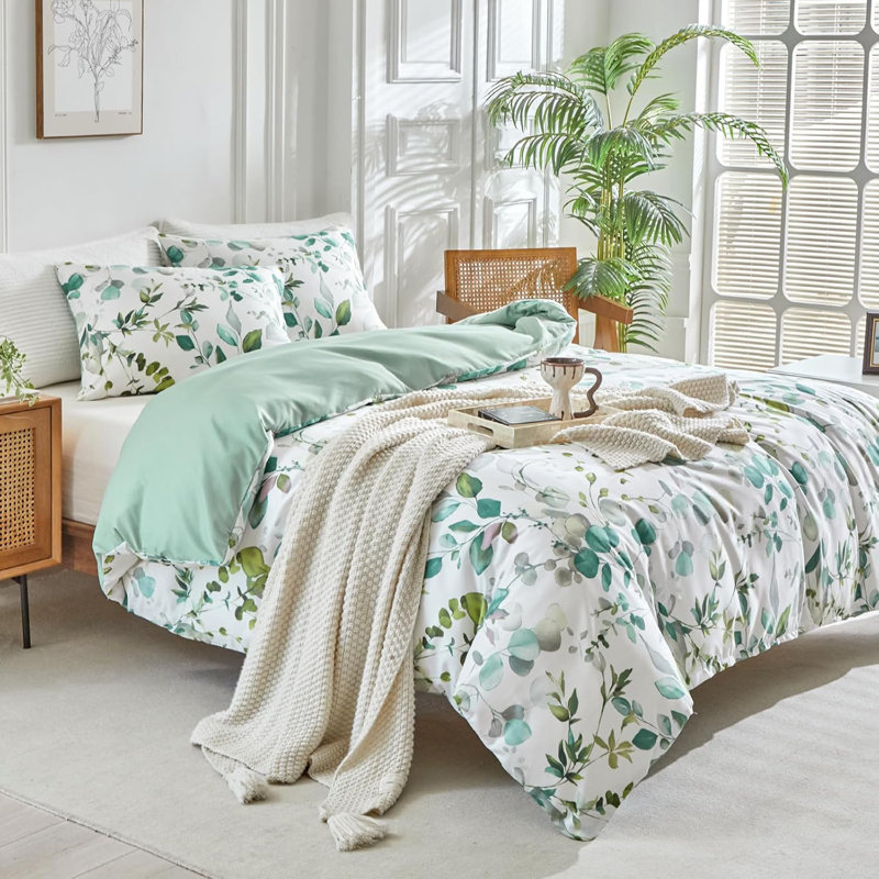 Microfiber Floral Duvet Cover with Pillowcases