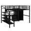 Lit mezzanine double en métal avec ensemble de table et garde-robe intégrés