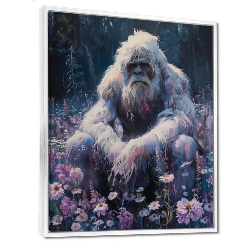 Décoration murale rose et gris Sasquatch Sanctuary I - Bigfoot, Toile encadrée flottée blanche, H 40 po x l 30 po x P 1,5 po