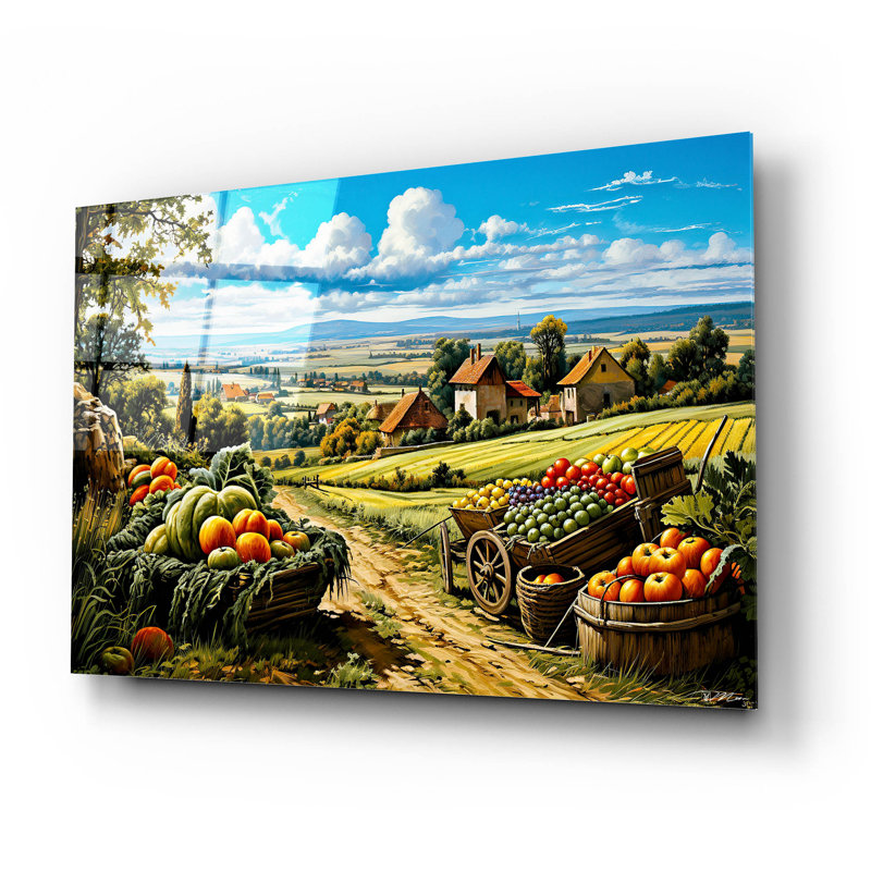 «Campagne avec fruits et légumes» par Momart, art mural en verre acrylique, 36 po x 24 po, H 16 po x l 24 po x P 0,2 po