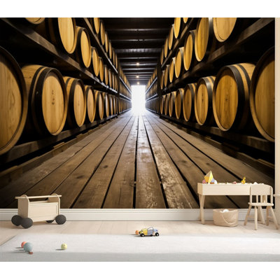 Wall Mural Peel and Stick Wallpaper Barrels Bourbon Whiskey Self-Adhesive Removable Contact Paper Wall Decor for Living Room Bedroom 69"H x 96"W