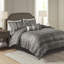 Édredon grand gris - 7 pièces avec motifs de feuilles et de rayures pour l'élégance et-121228385-121228382