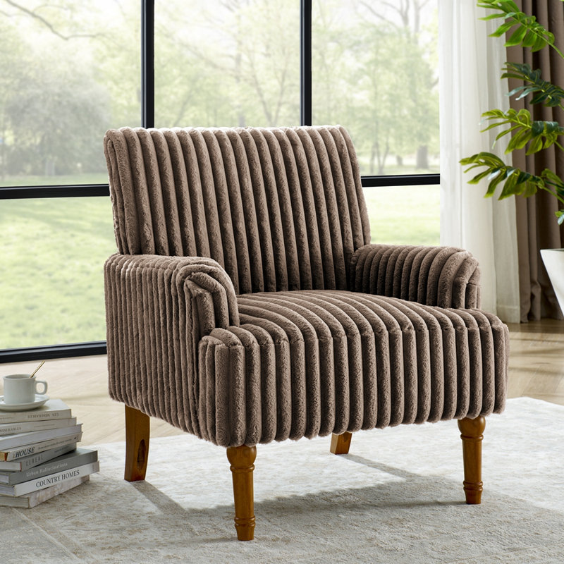 Fauteuil rembourré avec pieds en bois massif, Café noir