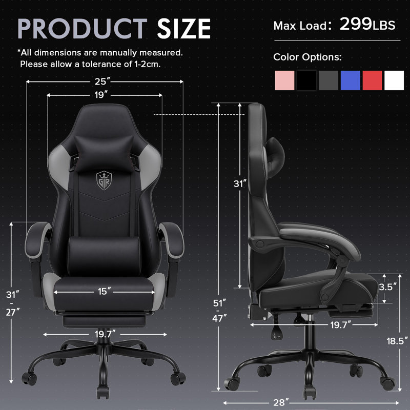 LUCKRACER Swiveling PC & Racing Game Chair, Grey