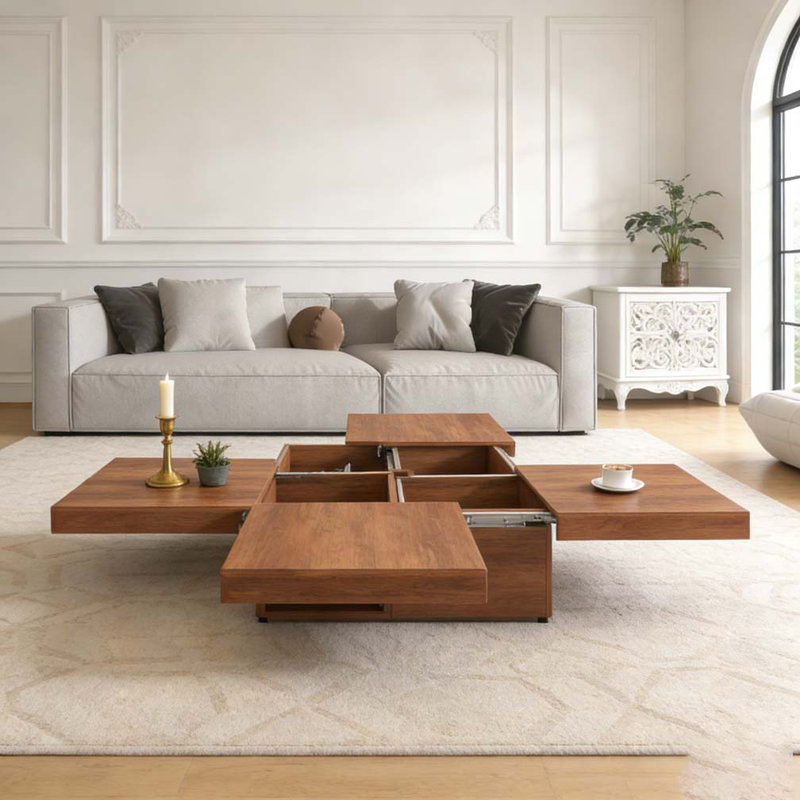 Square Veneer Coffee Table, Walnut