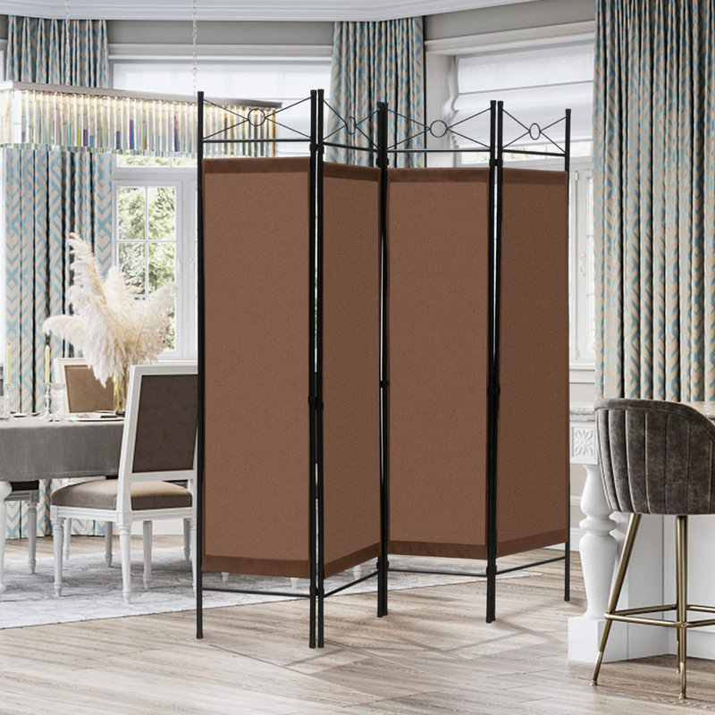 159 cm W x 182 cm H 4 - Panel Folding Room Divider, Brown