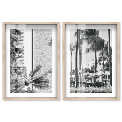 Décoration murale côtière Silhouette Soirée Shadowbox Print par Notoriart, ensemble de 2