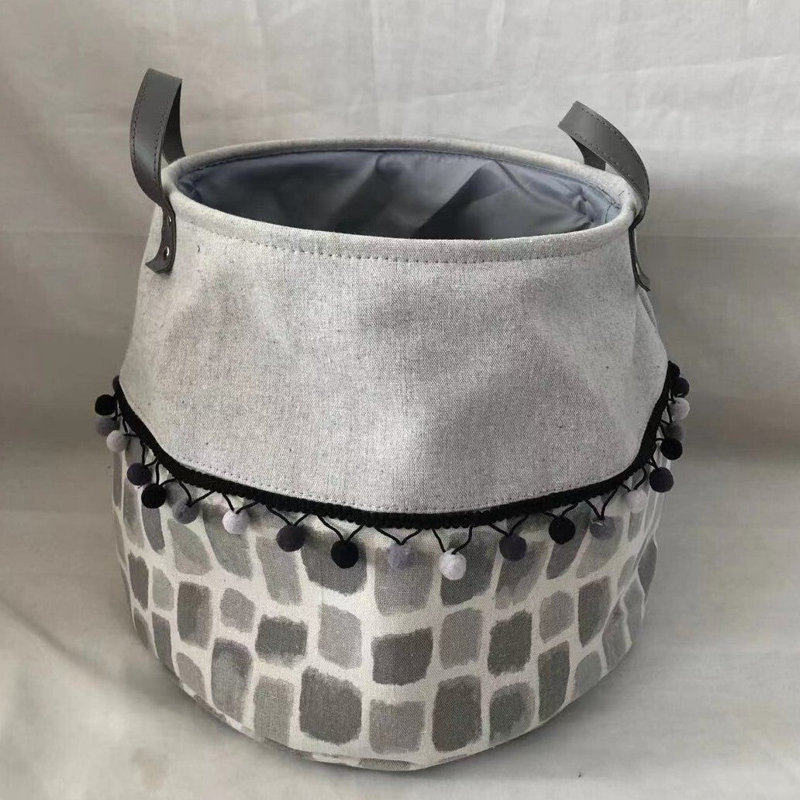 Panier en tissu 12 po x H 12 po gris et blanc