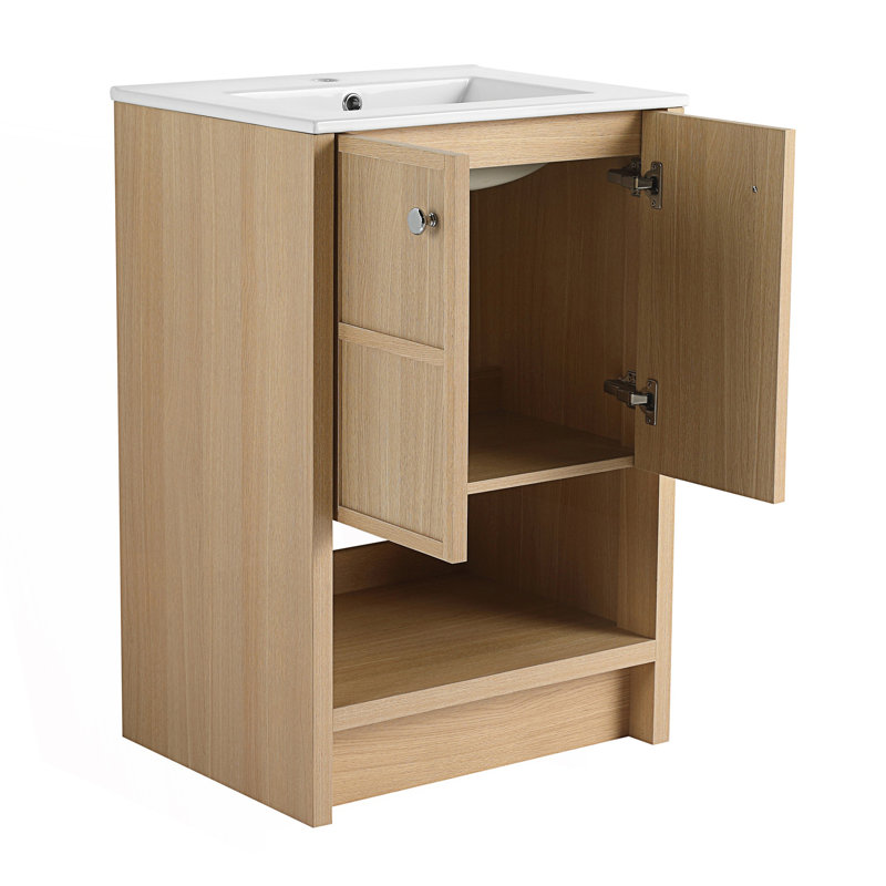 Meuble-lavabo autoportant avec lavabo en céramique, 24"