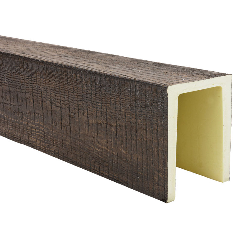 Poutre de plafond en faux bois à 3 côtés (poutre en U), H 5,5 po x l 3,5 po x P 288 po, Brun Kona