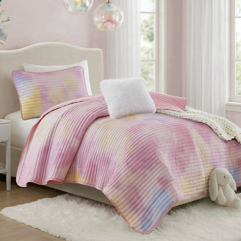 Ensemble de courtepointe 3 pièces 3 pièces, Twin Queen Quilt + 2 Additional Pieces, Pink