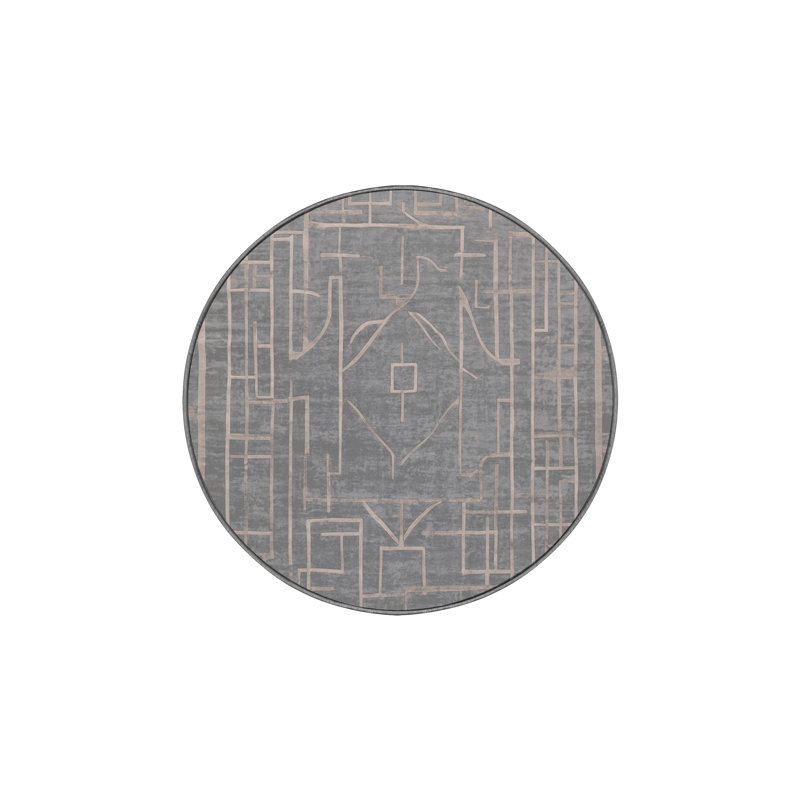 Machine Washable Gray Area Rug, Round 8'