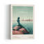 Copenhagen - Little Mermaid Classic Retro Serene City Coastal Wall Art Print by Emel Tunaboylu - Wrapped Canvas Print-2139421920