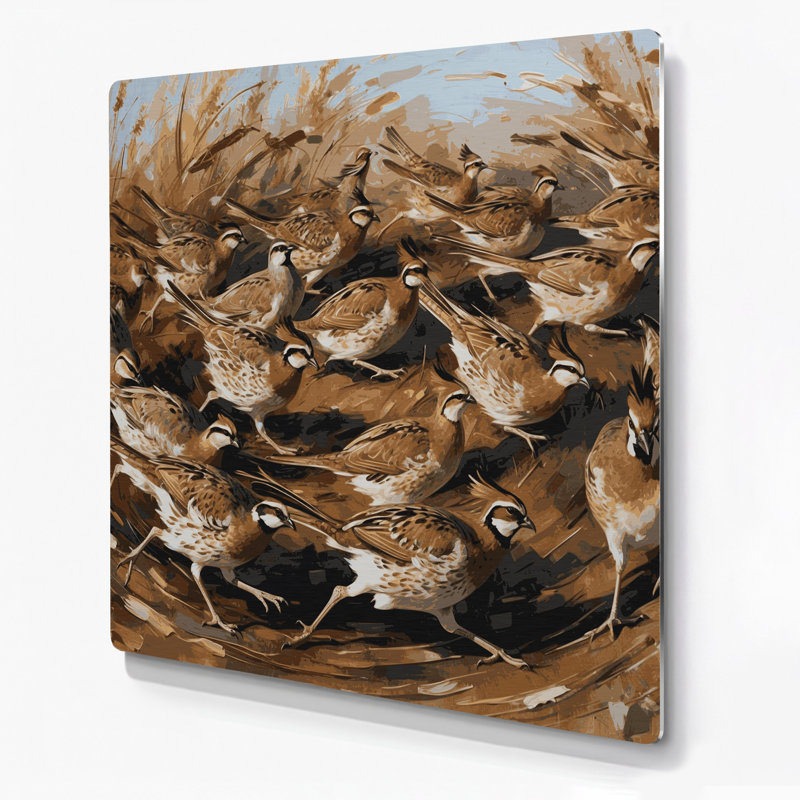Oiseaux, art mural brun brun en métal, H 384 po x l 384 po x P 0,05 po