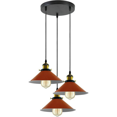 Luminaire suspendu industriel à 3 lumières pour îlot de cuisine pour salle à manger, chambre à coucher, couloir, base E26