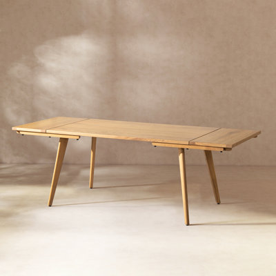 Hawley 59-90.5" Solid Red Oak Wood 6-8 Seat Extendable Leaf Dining Table