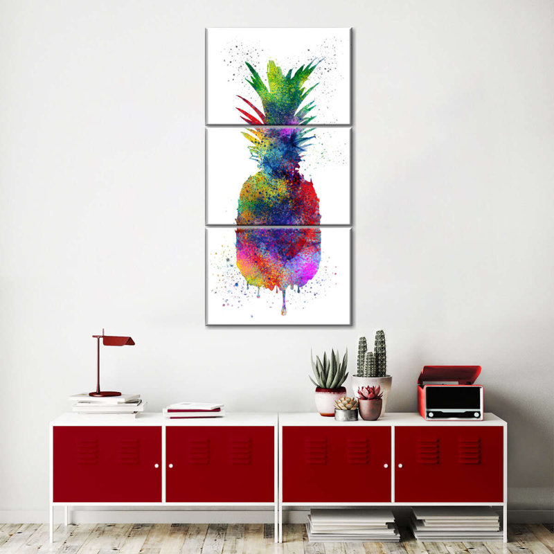«Color Splash Pineapple», reproduction d'art sur toile, H 12 po x l 27 po x P 1 po