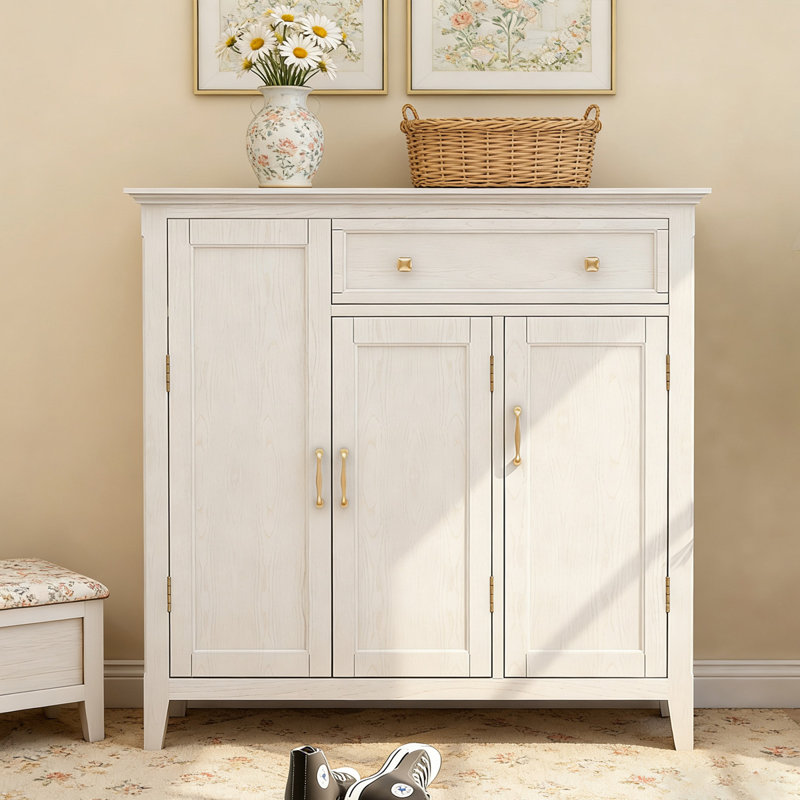 Banc de rangement blanc en bois manufacturé, Blanc