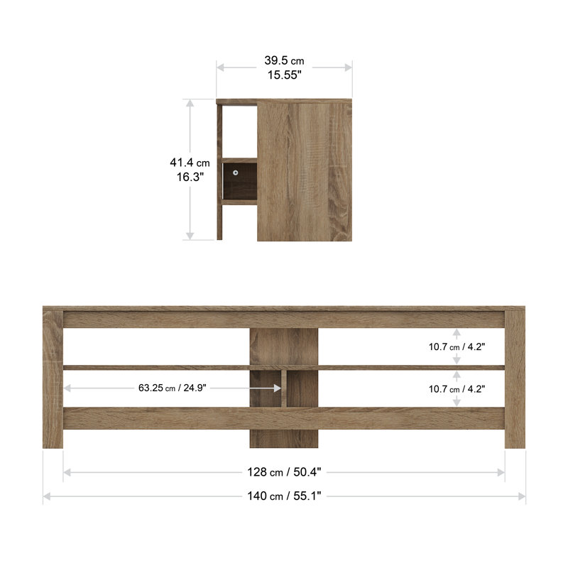 Antonioni Unfinished TV Stand for TVs up to 65", Rustic Oak