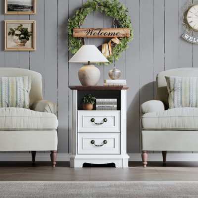 Vintage Nightstand With 2 Drawers