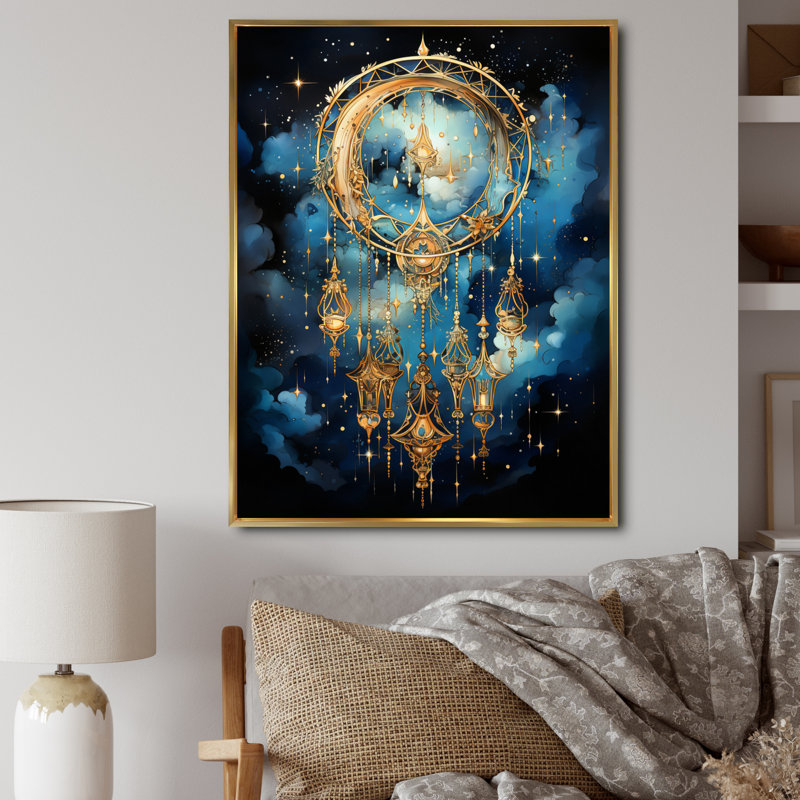 Capteur de rêves dorés Heiter Celestial Dreams I, H 20 po x l 12 po x P 1 po, Cadre flottant doré