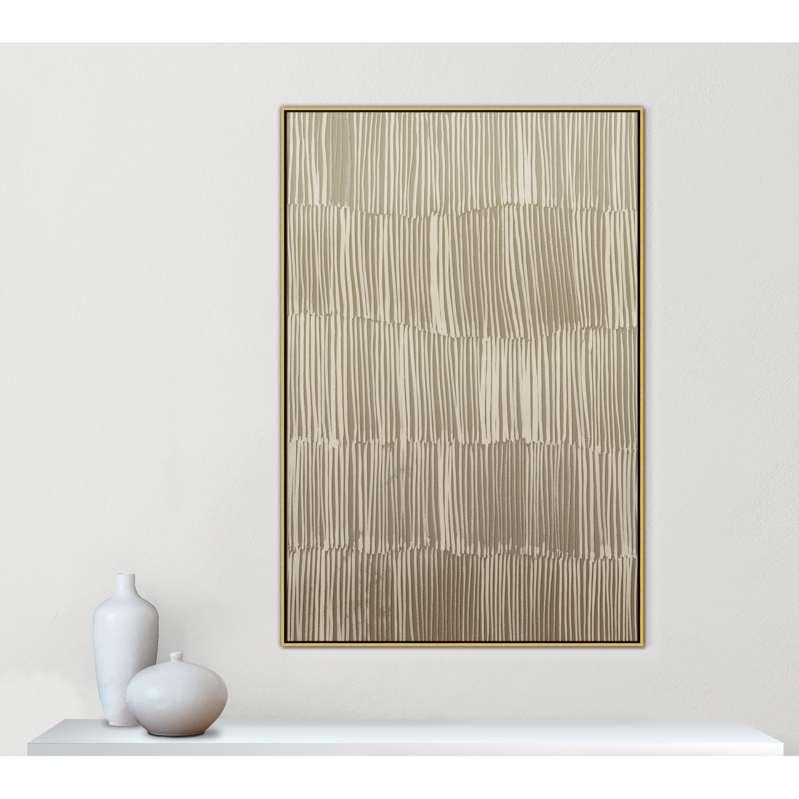 Linear Calm I Print by , 61.5" H x 41.5" W, Gold Floater