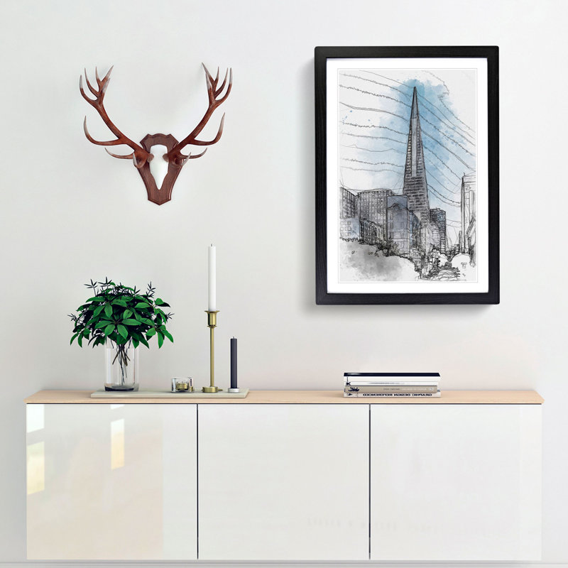 Transamerica Pyramid in San Francisco in Abstract - Framed Print, 76cm H x 50cm W x 2cm D, Black