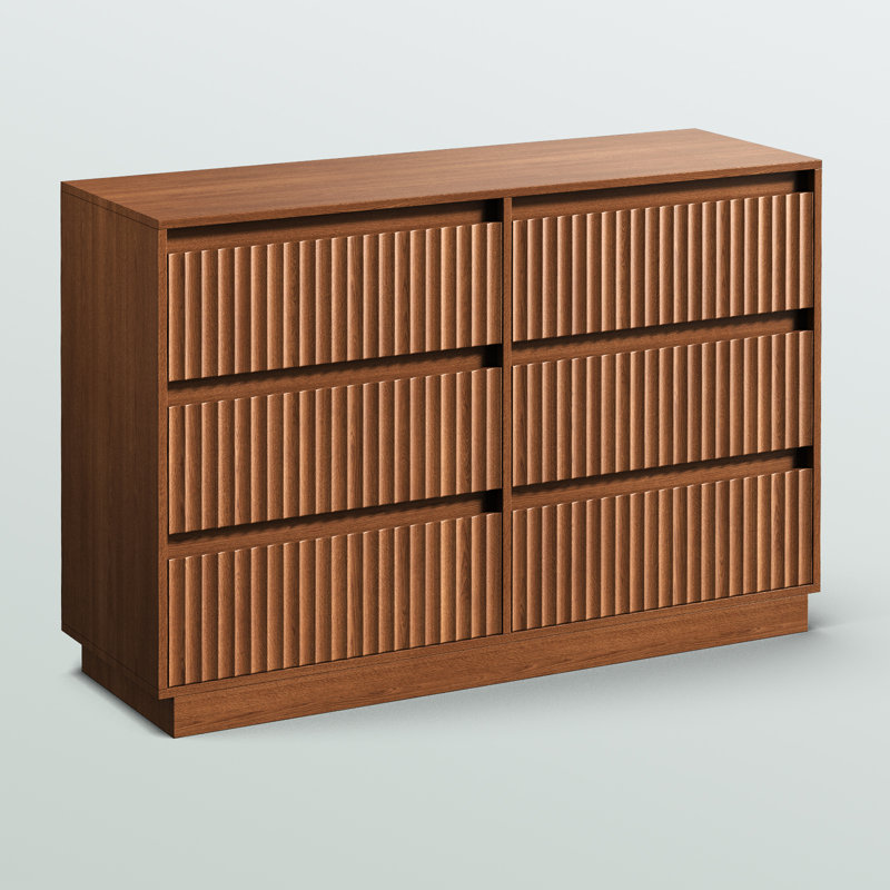 Dejesus 6-Drawer Dresser 47"W Double Dresser With Waveform Fluted Panel