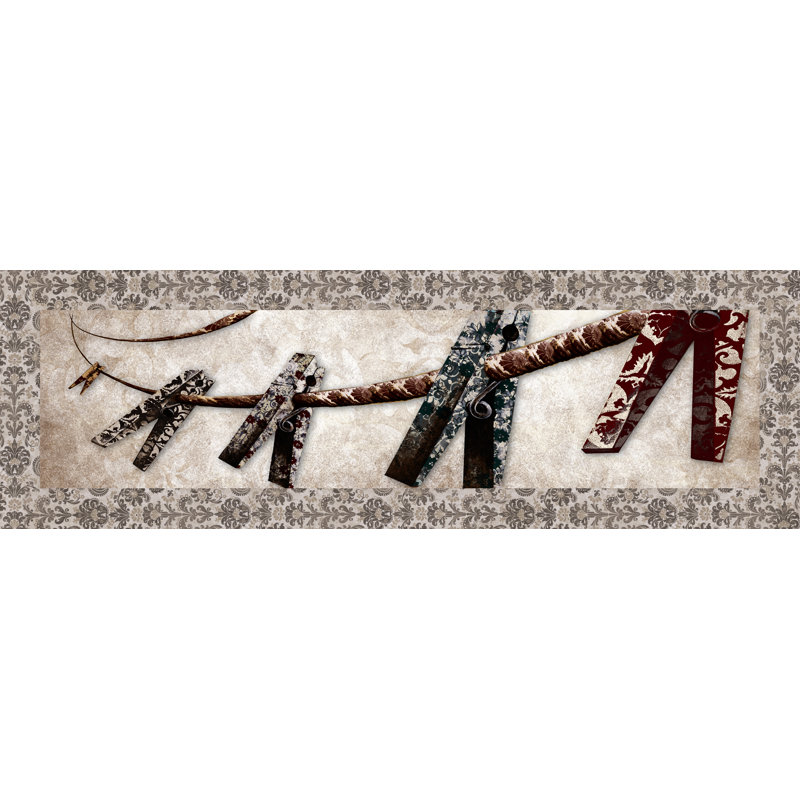 Laundry Clothes Pins - Graphic Art Print, Black Floater Framed, 51 cm H x 76 cm W
