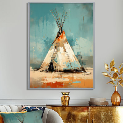 Turquoise Beige Native Tipi Whispers Of Spirit " Native Tipi Whispers of Spirit " Watercolor Print