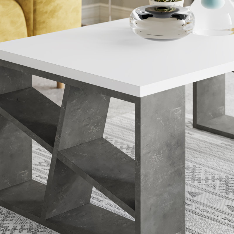 Aislin Coffee Table, White/Retro Grey