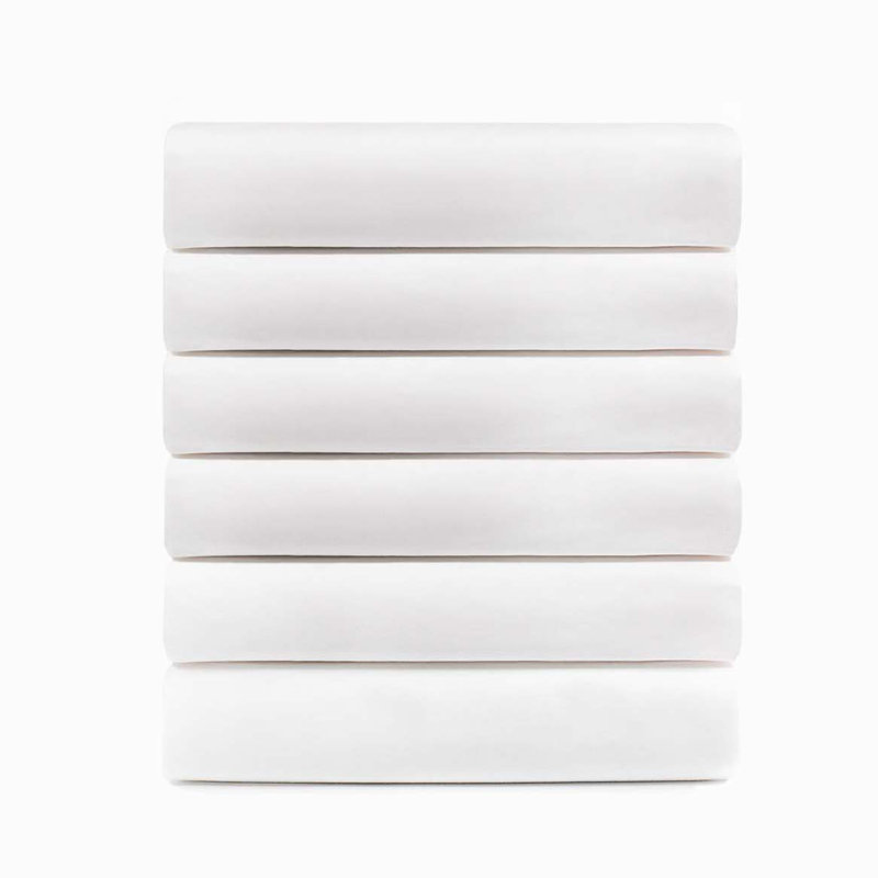 Ensemble de draps de lit de qualité hôtelière en mélange de coton 6 pièces Hotel Quality, blanc éclatant, Drap-housse grand