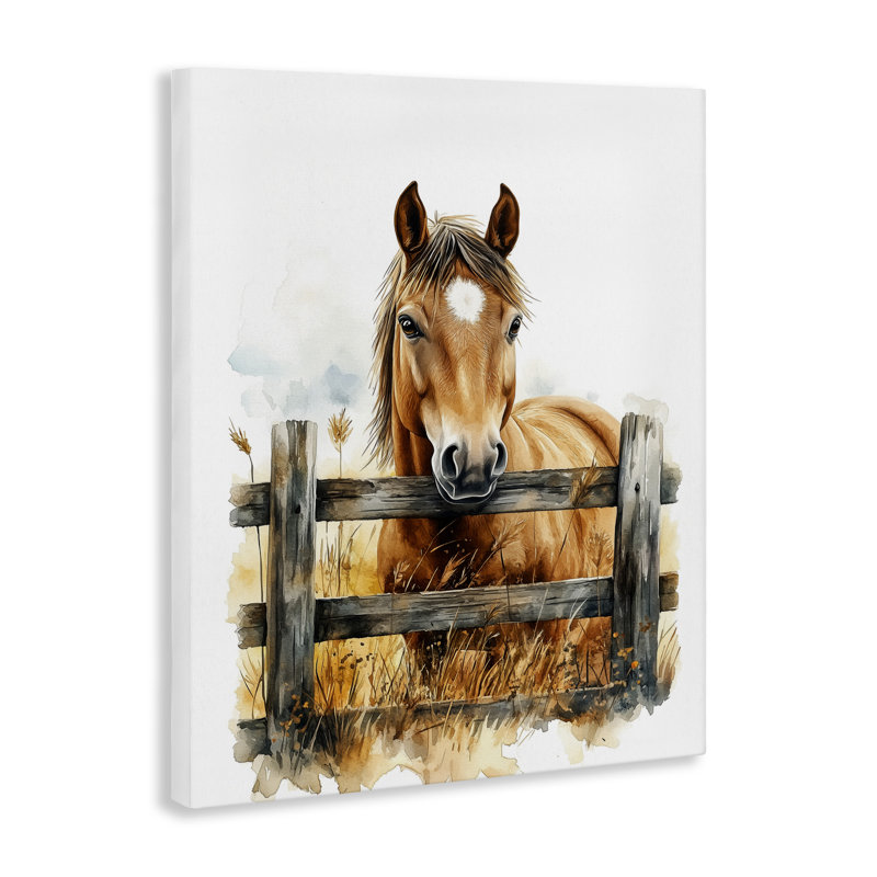 «Cowboy's Horse & Fence Canvas», conception par Christine Simpson Art, H 20 po x l 16 po