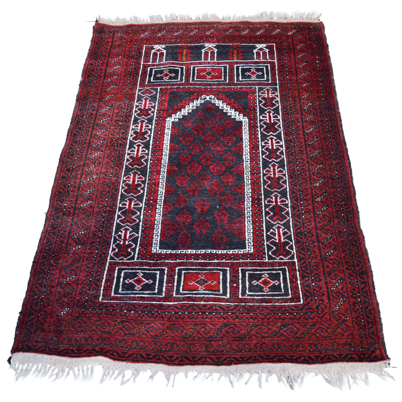 Tapis oriental noué à la main de milieu du 20e siècle - 2 pi 10 po x 4 pi 7 po