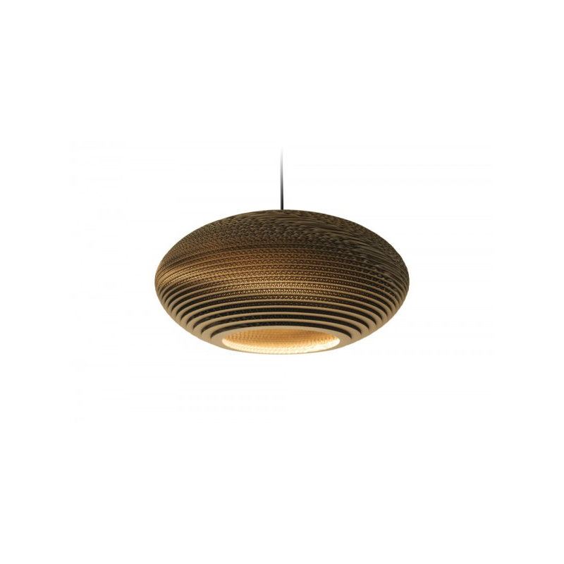 Scraplights Recycled Cardboard Pendant Light - Disc, Brown, 9" H x 20" W x 20" D