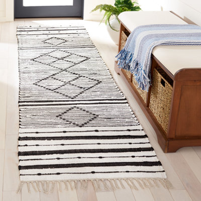 Striped Kilim Flat Weave Cotton Geometric Rug