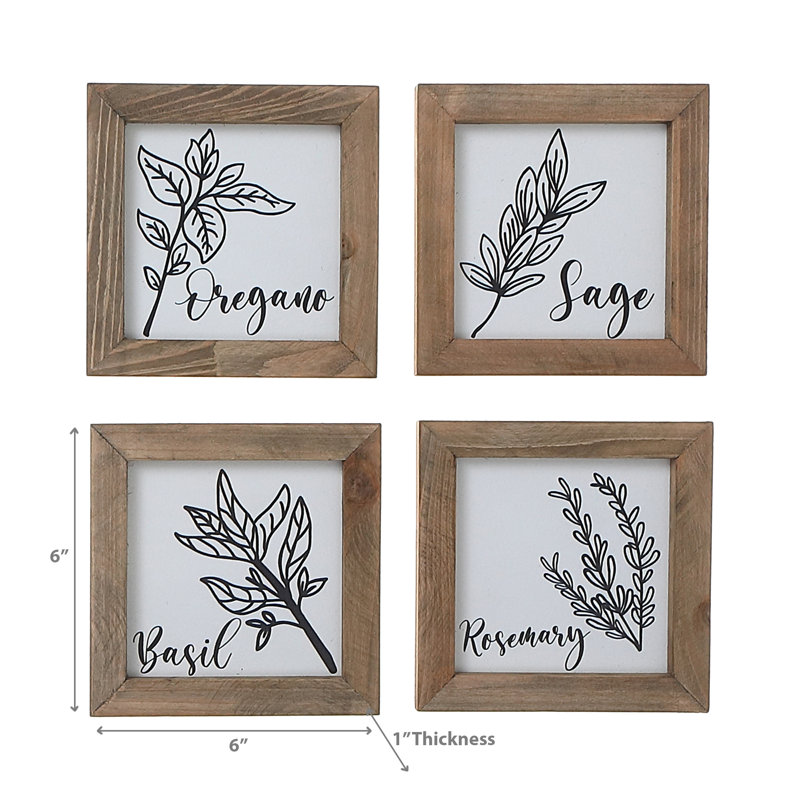 Ensemble de 4 décorations murales herbes