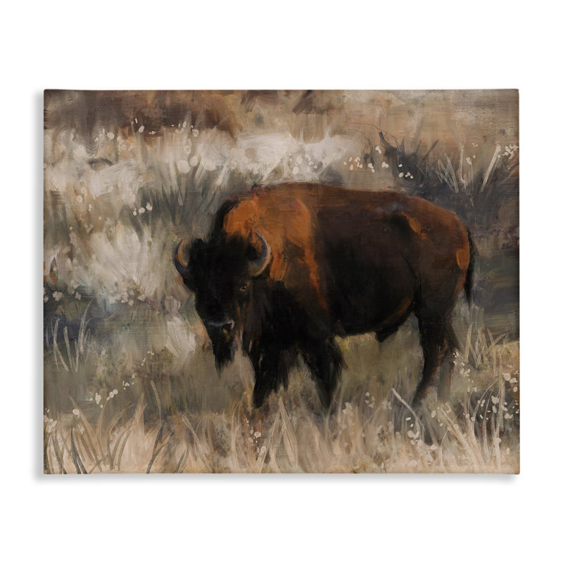  «Bison on the Range», art mural sur toile par Nina Blue, H 16 po x l 20 po
