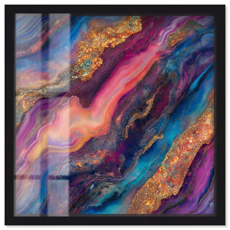 Spectre scintillant III, boîte aux ombres, abstrait coloré par Art Remedy, H 13 po x l 13 po, Noir