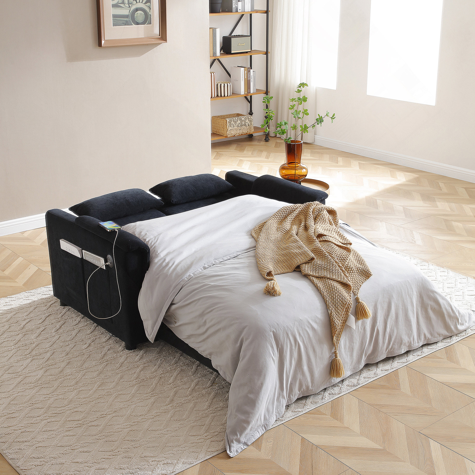 Latitude Run® Convertible Two Seater Pull Out Sofa Bed With Adjustable ...