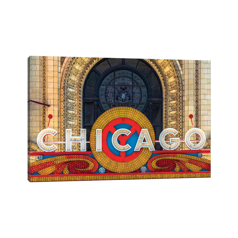Chicago Theater Sign II by Raymond Kunst - Wrapped Canvas Print, 20.32 cm H x 30.48 cm W