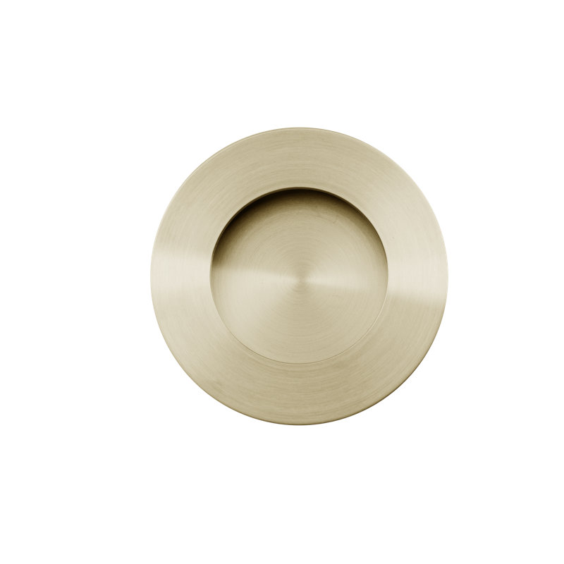 Plaque à tirer ronde, Laiton satiné, H 2,56 po x l 2,56 po x P 0,43 po