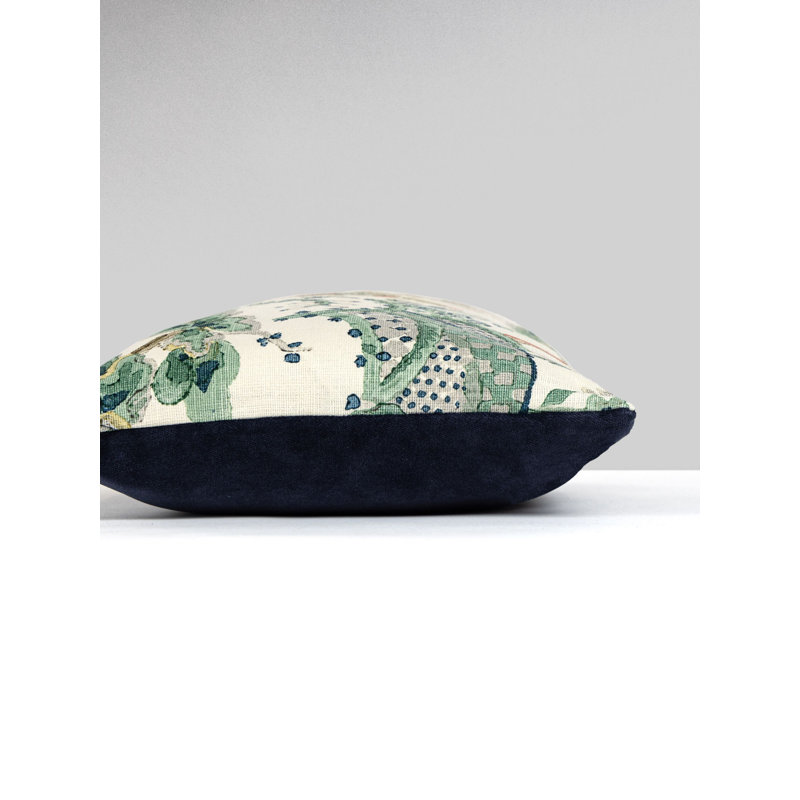 KELMESCOTT / AURORA PILLOW, Rectangular, 14" H x 22" W, Leaf/Ivory/Navy Toile