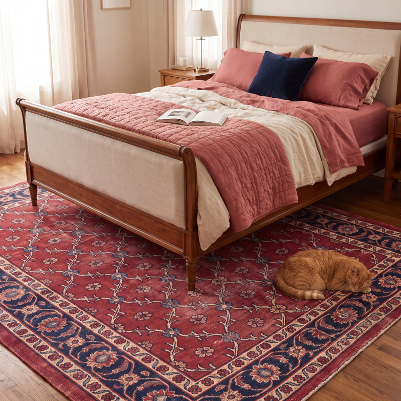 Tapis Montrose traditionnel à motif floral intégral, bleu marine, orange, or, vert, crème, ivoire, lavable à la machine, antidérapant, à poils courts, pour l'intérieur et l'extérieur, adapté aux animaux domestiques, idéal pour le salon, la chambre, la salle à manger, l'entrée, le couloir ou le bureau.