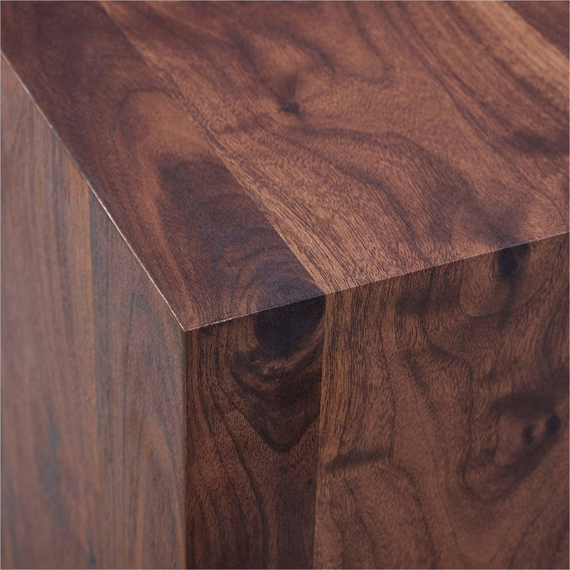 Table basse de salon, table d'appoint carrée en panneau de fibres à densité moyenne brun, 12 po x 12 po x 20 po, décor moderne compact