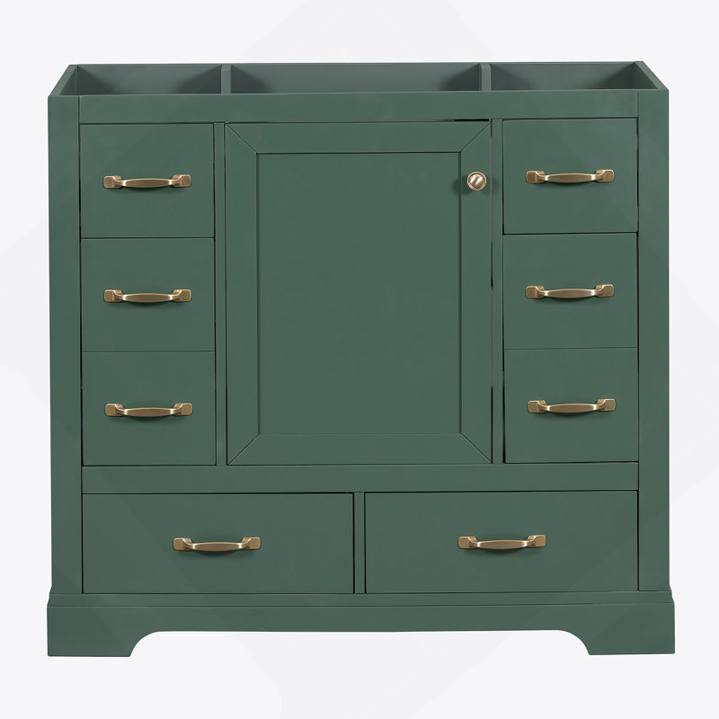 Meuble-lavabo 36 po sans lavabo, base d'armoire seulement, Vert, Or