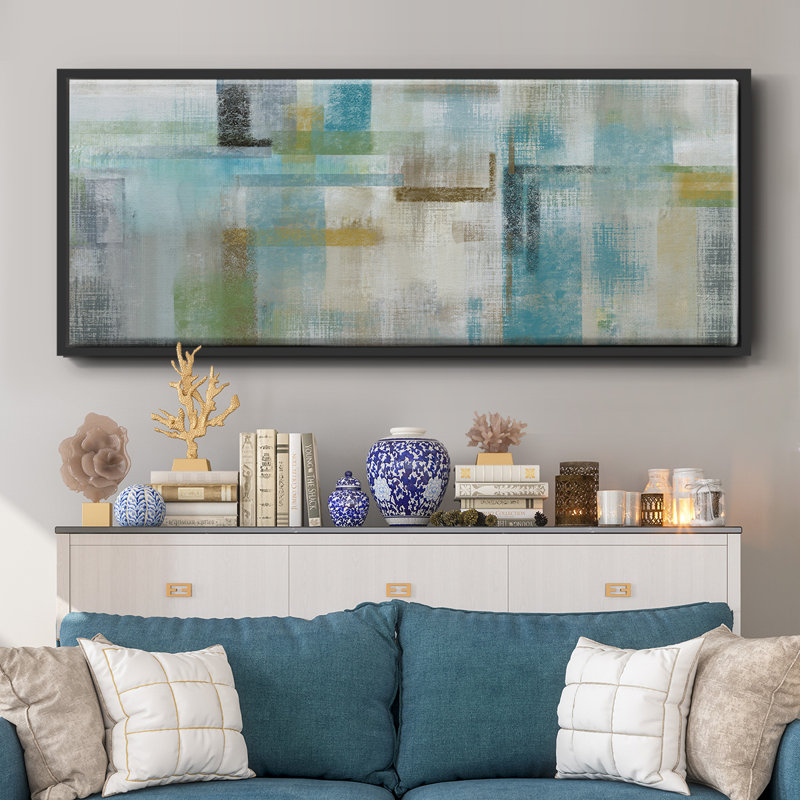 Bits and Pieces- Framed Canvas, 24" H x 60" W
